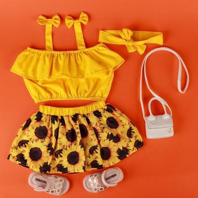 China Breathable 3 Piece Set Off The Shoulder Kids Clothing Sets Fashion Toddler Girl Clothes for sale