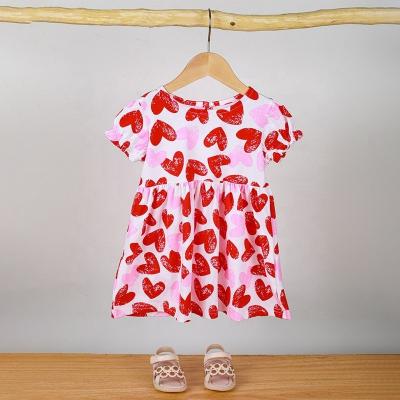 China Love Stain Child Dress Party Toddler Girls Baby Dress Cotton Washable Casual Pink Girls for sale