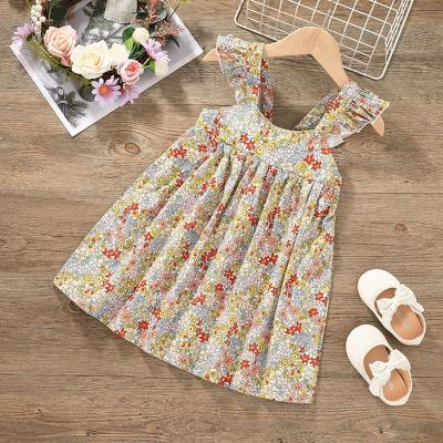 China Washable Off The Shoulder Sling Floral Knee High Dress Toddler Birthday Dress Girls for sale