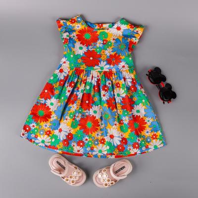 China Washable European Style Vintage Summer Kids Cotton Floral Babies Dress for sale