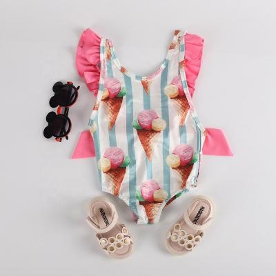 China New Korean Little Girls Belle Bowknot Breathable Floating Backless Sleeve Swimsuits for sale