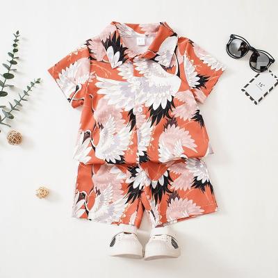 China Chinese style summer shirt shorts toddler printed designers kids set kids clothes boys shirt for sale