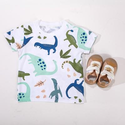 China New Dinosaur Boy 2022 Summer Anti-shrink Printing Cotton Polyester T-shirt Children's T-shirt for sale