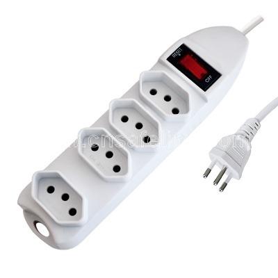 China Overload Protection Brazil Socket 4 Ways 2P+E 10A 250V~ With Reset / Off Overload Protection Switch for sale