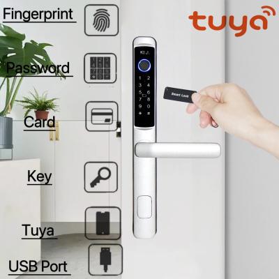 China Aluminium legering Tuya Wifi deur slot Smart Biometric vingerafdruk Handle Door Lock Te koop