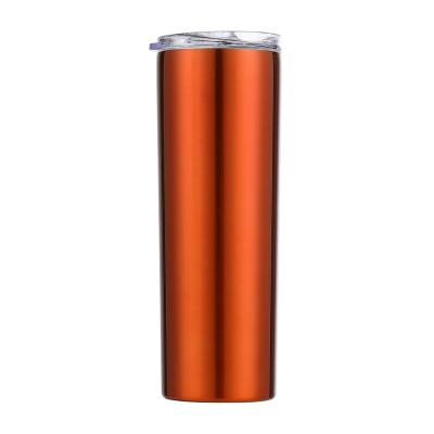 China Custom Viable Double Wall 20oz Stainless Steel Vacuum Travel Tumbler Cup Wine Vivid Insulated Cold Drinking Tumbler With Straw Lid for sale