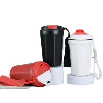 China Low MOQ Viable Custom Coffee Mugs With Silicone Lids Dual Cups Wall Leakproof Vacuum Insulated Coffee Mug Sets For Coffee And Tea for sale