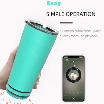 China Custom Sustainable Factory 500ml IPX6Waterproof Double Wall Vacuum Insulated Stainless Steel Blue Tooth Speaker Smart Water Bottle Music Mug for sale