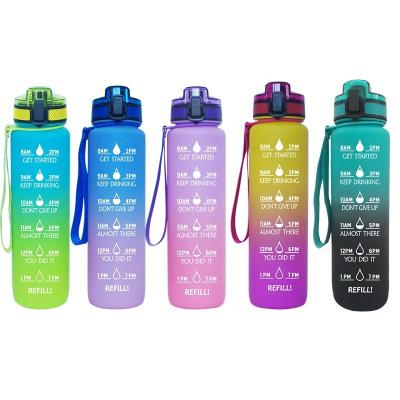 China Viable Wholesale Gym Outdoor Sports Water Cup Leakproof Large Tritan Water Bottle With Time Motivational Marker for sale