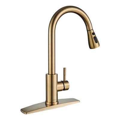 China Sense Faucets Brushed Gold Nickel CUPC NSF Pull Down Sprayer Handle Kitchen Sink Faucet Single 304 Stainless Steel Kitchen Faucet for sale