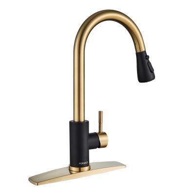 China Other Brushed Nickel CUPC Black and Gold NSF Pull Down Single Sprayer Handle Kitchen Sink Faucet 304 Stainless Steel Kitchen Faucet for sale