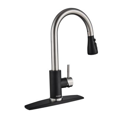 China Other Black and Brushed Nickel CUPC NSF Pull Down Sprayer Handle Kitchen Sink Faucet Single 304 Stainless Steel Kitchen Faucet for sale