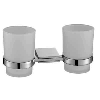 China Modern Zinc Alloy Double Cups Tumbler Rack Wall Mounted Bathroom for sale