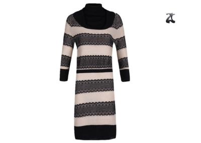 China Ladies Long Sleeve Turtleneck Sweater Dress For Fall / Winter , Knit Striped Sweater Dress for sale