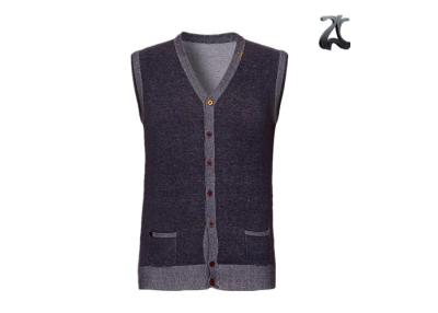 China Cotton Mens Knit Sweater Vest Soft Sleeveless , Jersey Knit V Neck Buttondown Sweater for sale