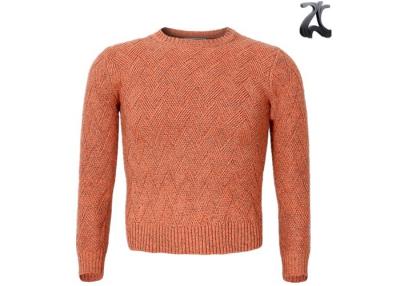 China Solid Orange Boys Knit Sweater Long Sleeve Crew Neck By Computer Knitting for sale