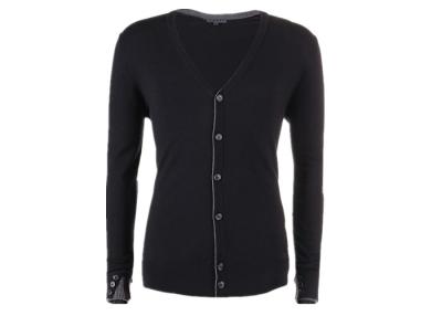 China Black Mens Cardigan Button Down Sweaters V Neck Long Sleeve For Autumn / Winter for sale