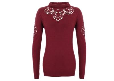 China Noble Lace Women's Pullover Sweater With Red Color Turtle Neck for sale