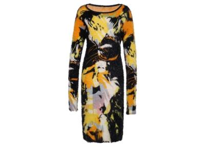 China Womens Dress Sweaters Colorful Printing , Round Neck Long Sweater Dresses For Fall for sale