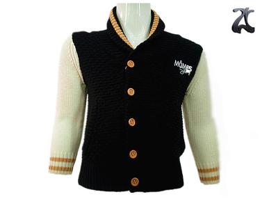 China Soft Wool Knitted Boys Cardigan Sweater With Shawl Neck / Button Front OEM Service for sale