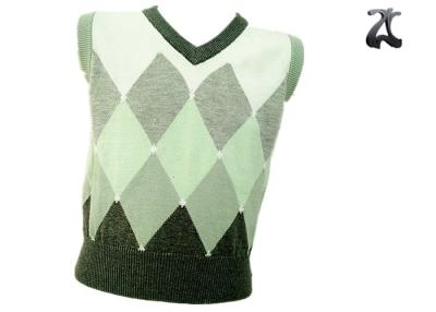 China Sleeveless School Uniform Boys Knit Sweater Vest With Intarsia Contrast Color Patterns for sale