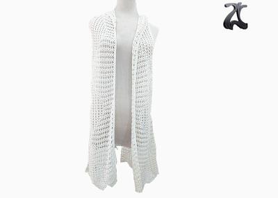 China Breien de Hoody Met de hand gemaakte Vrouwen Sweatervest met Witte Kleuren Open Stijl Te koop