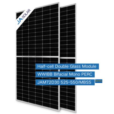 China JA Glass solar panel panels540W 535W 530W 545W 550W double bifacial solar photovoltaic module 182mmx182mm for sale