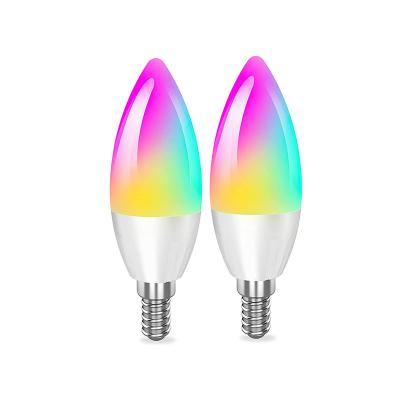 China Alexa Google E12 Light Smart Bulb Outdoor WiFi and Group Control Compatible Low Candelabra Led Bulbs Dimmable RGBCW 450 Lumens for sale