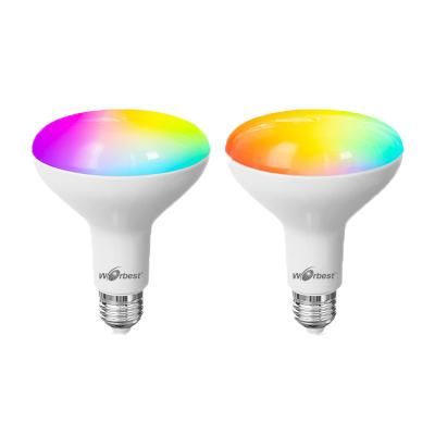 China Outdoor and Group Control Worbest Smart Light Bulbs Color Changing Alexa Light Bulb Bluetooth That Work withBR30/BR40 E26 RGBCW for sale