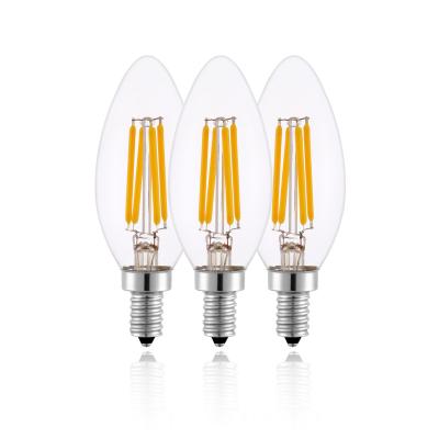 China Hotel E12 Hotel Candelabra LED Bulbs 2-6W Dimmable C35 Filament Glass Bulb Decorative Candle Bulbs ETL/cETL Listed for sale