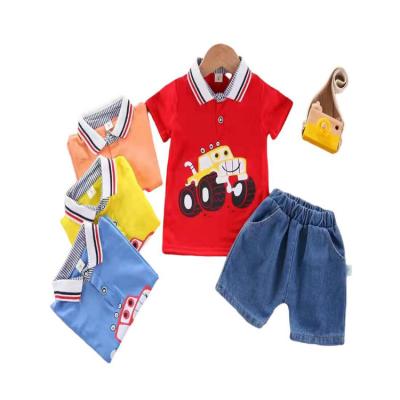 China $2.48 Casual Model CAF033 Ages 2-5 Years Cotton Short Sleeve Boys Sweat Suits With Different Prints for sale