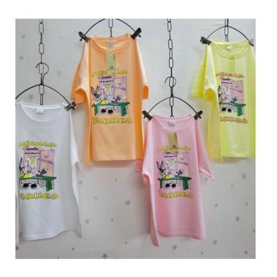 China Breathable 1.95 Dollars Model BBT009 Ages 6-12 Years Girls Cotton Plus Size T-Shirts With Four Different Size for sale