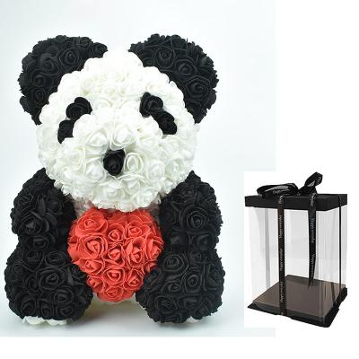 China PE Xingsheng 40cm Rose Panda - Artificial Rose Teddy Bear Cub, Forever Rose Dogs For Table Decoration for sale