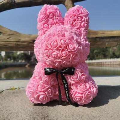 China High Quality PE Foam Rose Bunny Valentine Gifts Rose Party Decoration 29cm PE Rabbit for sale