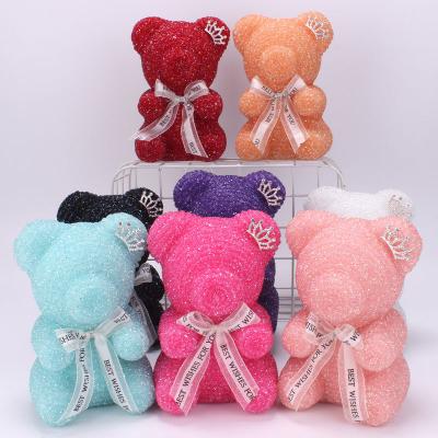 China PE Factory Hot Sale Valentine's Day Creative Birthday 25cm Handmade Crystal Diamond Teddy Bear for sale