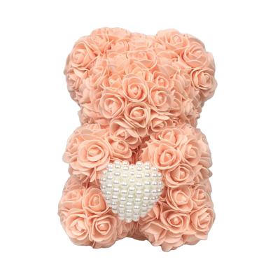 China Xingsheng Box Mini Rose Teddy Bears Rose 25cm Rose Teddy Bear Flowers In PE Gift With Bear for sale