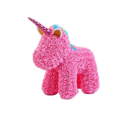 China Wholesale Xingsheng 40cm Unicorn Design Rose Bear With PE PVC Gift Box for sale