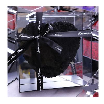 China 2021 Xingsheng Luxury Romantic Preserved Valentine's Day Acrylic Heart Shape Love Flowers Gift Box for sale