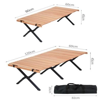 China Portable Outdoor Camping Folding Table Garden Egg Roll Wooden Portable Picnic Table for sale