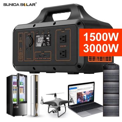 China Remote Control Portable 1500W Monocrystal Solar System Portable Power Station Generate System With Completed Panel Set for sale