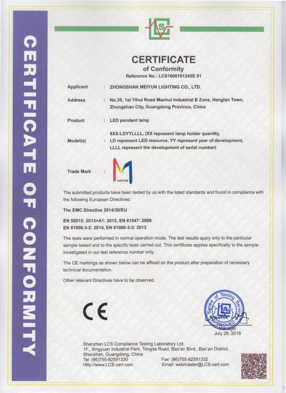 CE - Zhongshan Meiyun Lighting Co., Ltd.