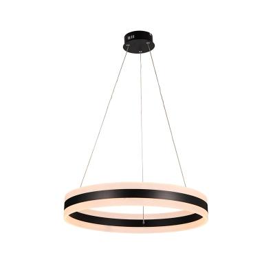 China Modern Contemporary Decorative Aluminum Art Deco Circle LED Black Acrylic Hanging Pendant Light for sale