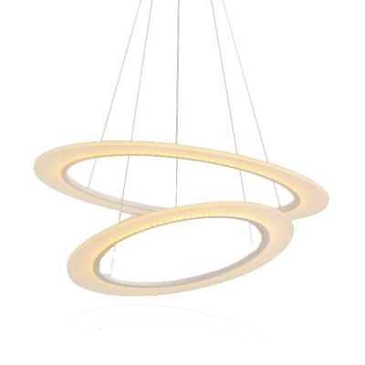 China Residential Acrylic Light Luxury Dining Room Chandelier Light Double Circle Light for sale