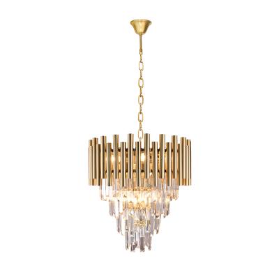 China Nordic Modern Luxury Gold Metal Crystal Chandeliers Decorative Hanging Pendant Lights for sale