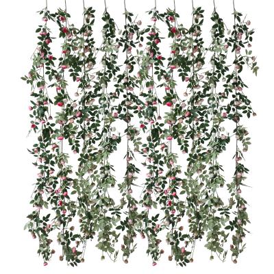 China Background wall/home decoration/holiday/valentine's day/wedding 5 colors retro rose 1.8M artificial silk garland flower plant vine wall decoration for sale