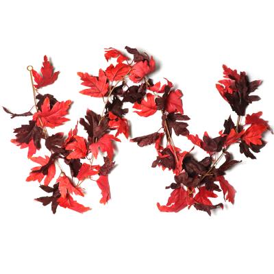 China Wholesale Artificial Plants Artificial Plastic Rattan Leaf Background Wall/Red Maple Decoration Home Party Decoration/Holiday/Valentine's Day/Wedding Halloween for sale