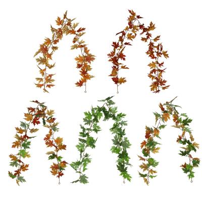 China Modern Artificial Leaf Maple Vine Wall Hanging Decoration Simulation Indoor Autumn Leaves Wrapping Cane for sale