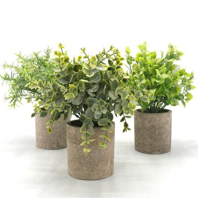 China Home Office Mini Bonsai Green Plants Fake Fake Plants Plastic Decoration Plastic Artificial Small Potted Plants for sale