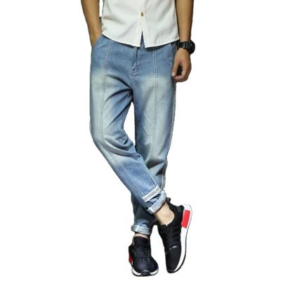 China Nnz006 QUICK DRY striped jeans summer slim pants men's denim harem pants light color loose jeans wholesale for sale