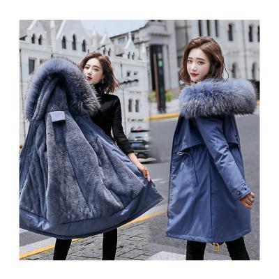 China Korean version of large fur collar viable women's cotton coat plus size velvet cotton coat women's warm parkas for sale